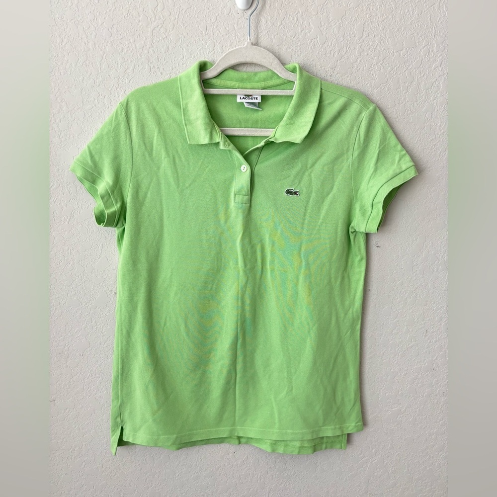 Lacoste Green Cotton Blend Polo Size Medium